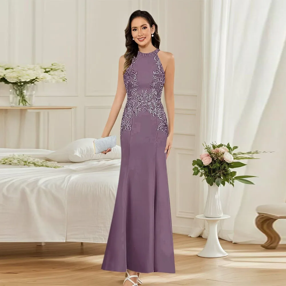 Abiti per la madre della sposa personalizzati con applicazioni in pizzo squisito per le donne Abito da cerimonia nuziale lungo formale con scollo all'americana a sirena 2025