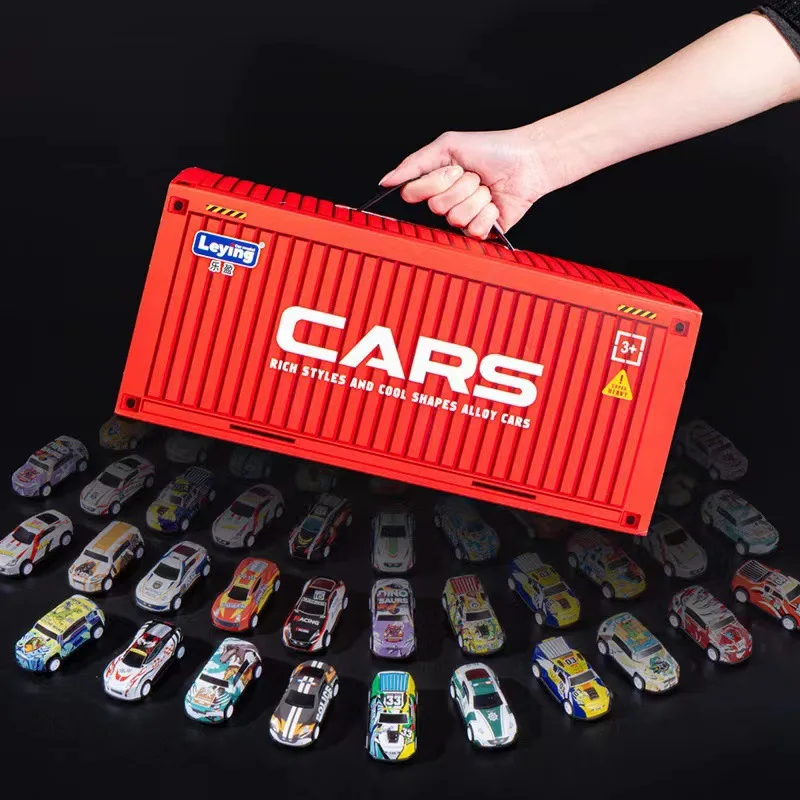 48 mini Pulai car Container Children\'s gift box set Boy gift items Inertial toy car