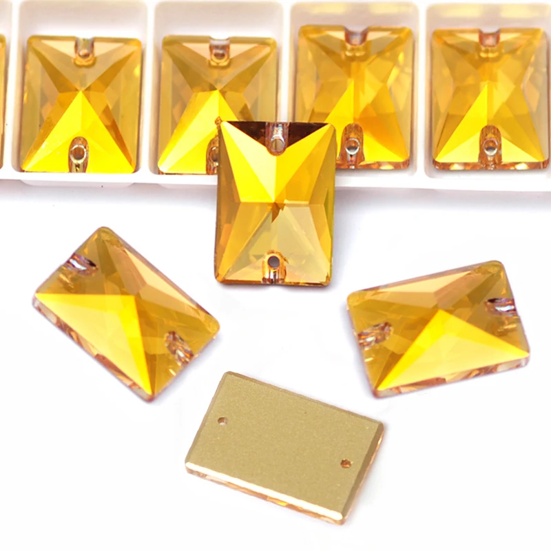 Pubrilex Rechteckige Flache Strasssteine zum Aufnähen, Glas-Strass-Kristallsteine für Kleidung und Schmuck. – Detail 5