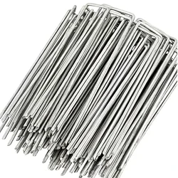 100pcs Landscape Staples, U-Shaped Garden Pins Garden Stakes Staples, Heavy Duty Yard Lawn Tent Stakes Securing Pegs For Weed