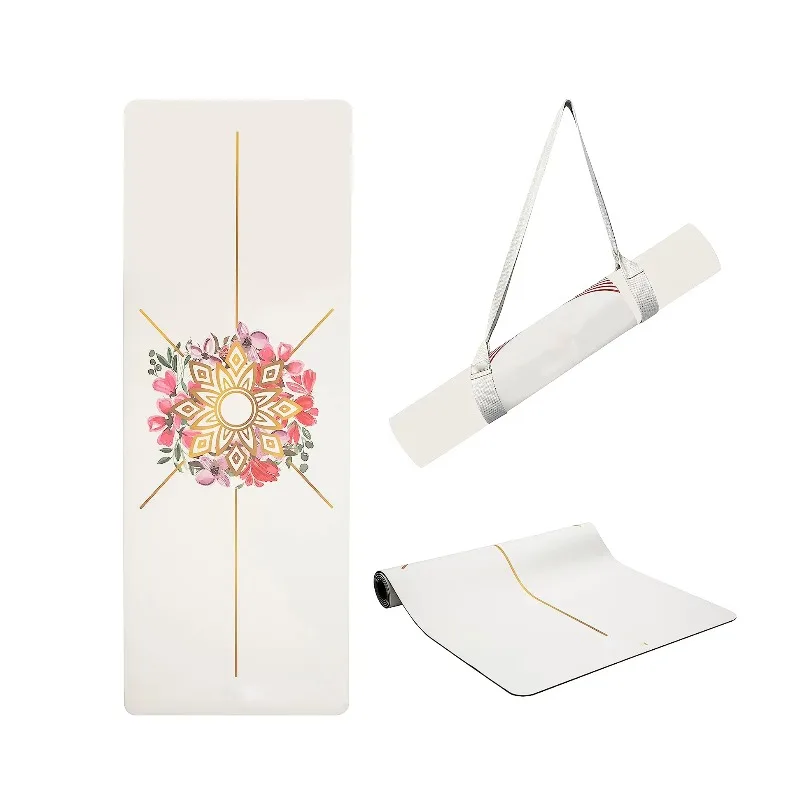 YTYIN Custom Printed Durable Sturdy Sports Exercise Rubber Non-slip Thick White Large Pu Yoga Mat Thailand
