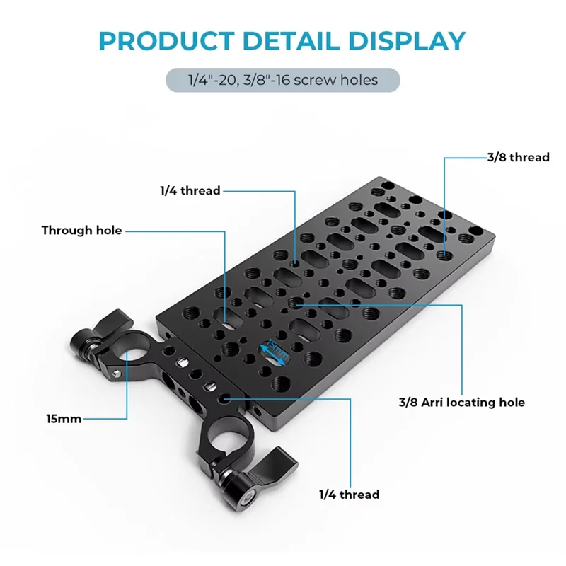 

【Last-Chance!】Battery Powered Cheese Plate Backboard Plate With 19Mm Railblock For V Lock Mount Power Splitter Camera Accessorie
