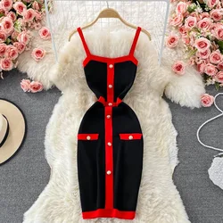 YuooMuoo Chic Fashion Sexy Package Hips Mini Knitted Summer Dress Women Straps Stretchy Bodycon Party Dress Streetwear Outfits