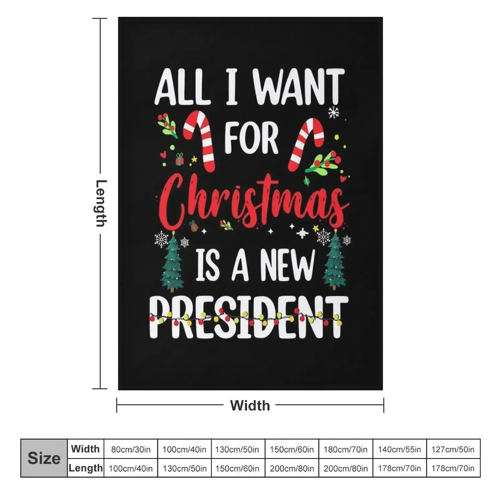 All I Want For Christmas Is A New President Xmas Throw Blanket couch cozy soft plush fuzzy picnic outdoor blanket