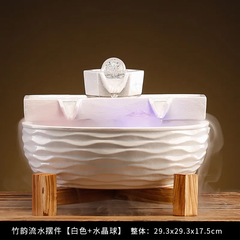 Flowing water generates wealth, circulating water fish tank ornaments, crystal ball office, living room decorations, opening luc