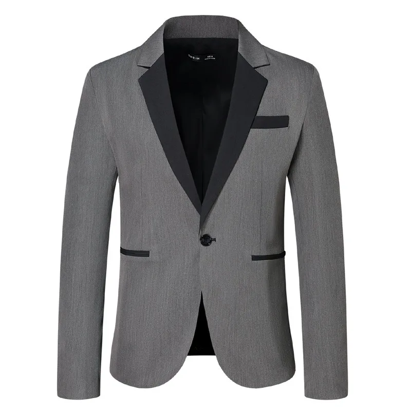 2024 Foreign Trade European Size Men's Casual One Button Suit Fashion Colored Collar Slim Fit Business Men's Suit