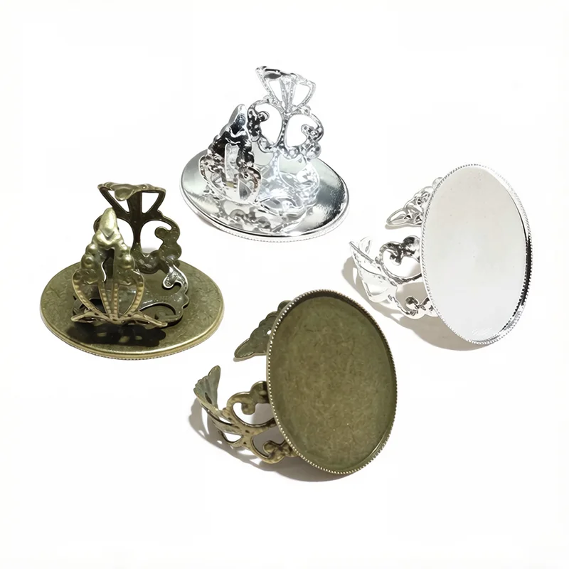 13x18mm 10x14mm 18x25mm 5szt 3 kolory mosiądz owalny regulowany pierścień ustawienia puste/Base,Fit 10x1 4/18x2 5/13x18mm szklane kaboszony