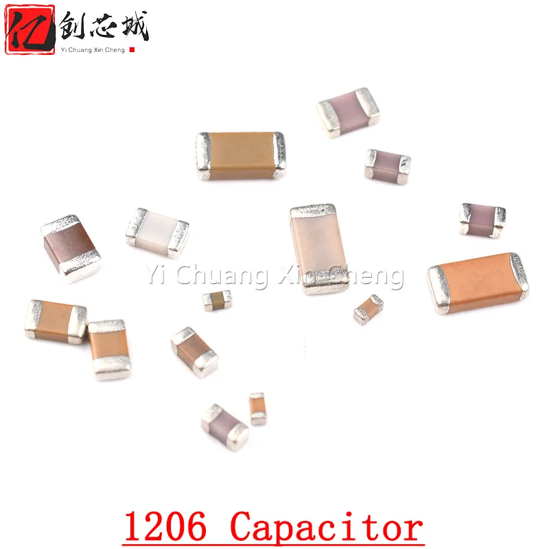 

100PCS 1206 SMD Chip Multilayer Ceramic Capacitor 0.5pF - 100uF 10pF 100pF 1nF 10nF 15nF 100nF 0.1uF 1uF 2.2uF 4.7uF 10uF 47uF