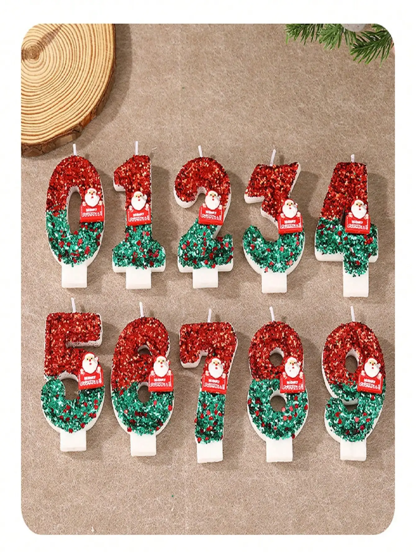 Christmas 0-9 Number Candle 3D Page Cartoon Character Children Party Cake Plug-in Birthday Cake Decoration Gift