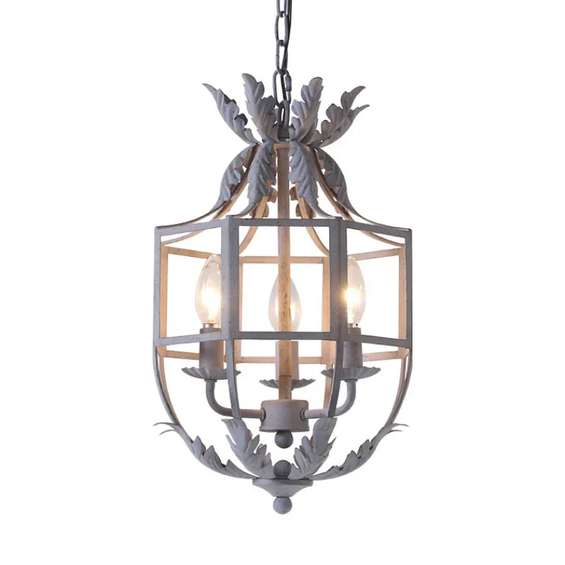 Rural retro old wrought iron chandelier living room dining hall entrance chandelier home light luxury
