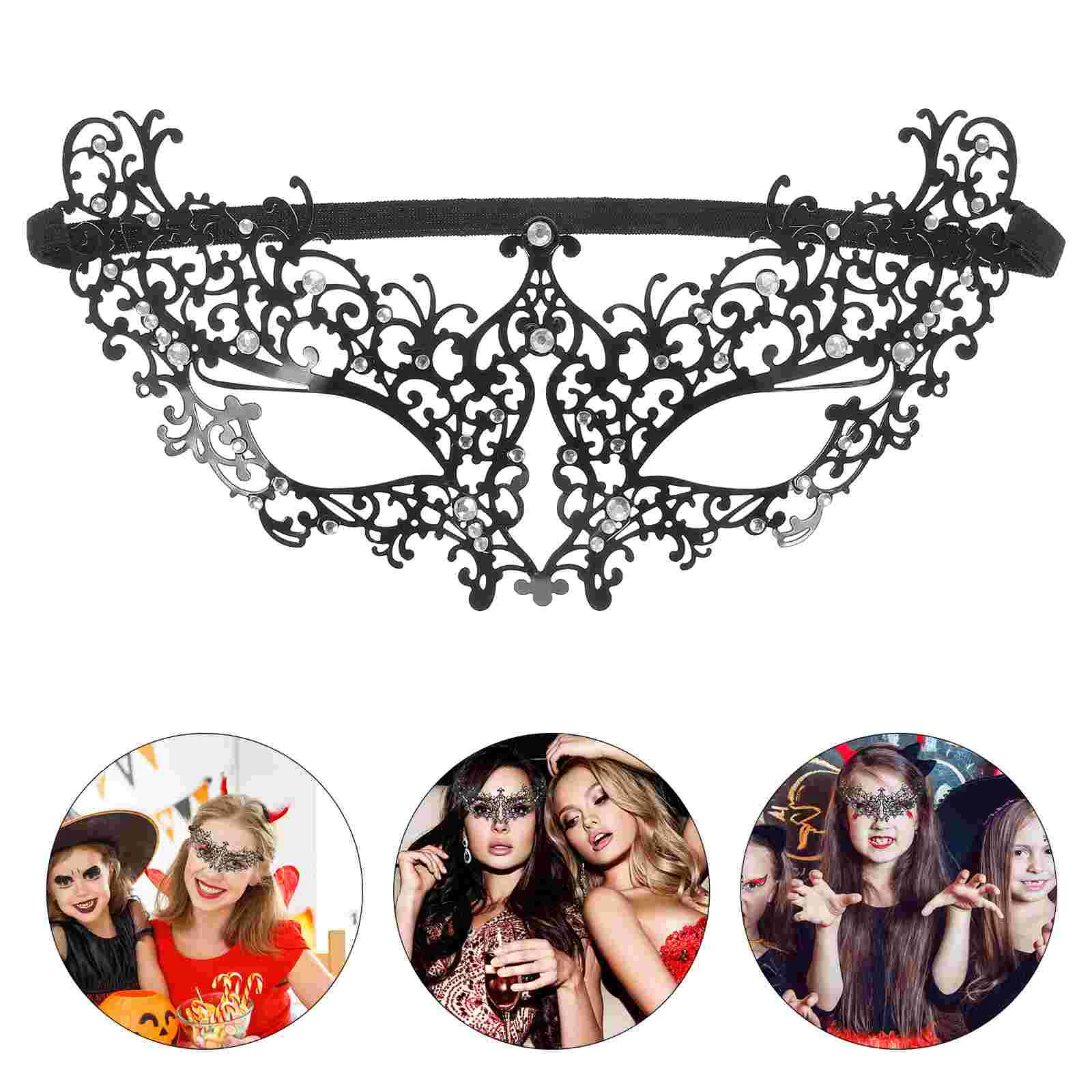 

Mask Masquerade Iron Half Face Decor Halloween Decorations Decorate Chic Party Black Costume Supplies