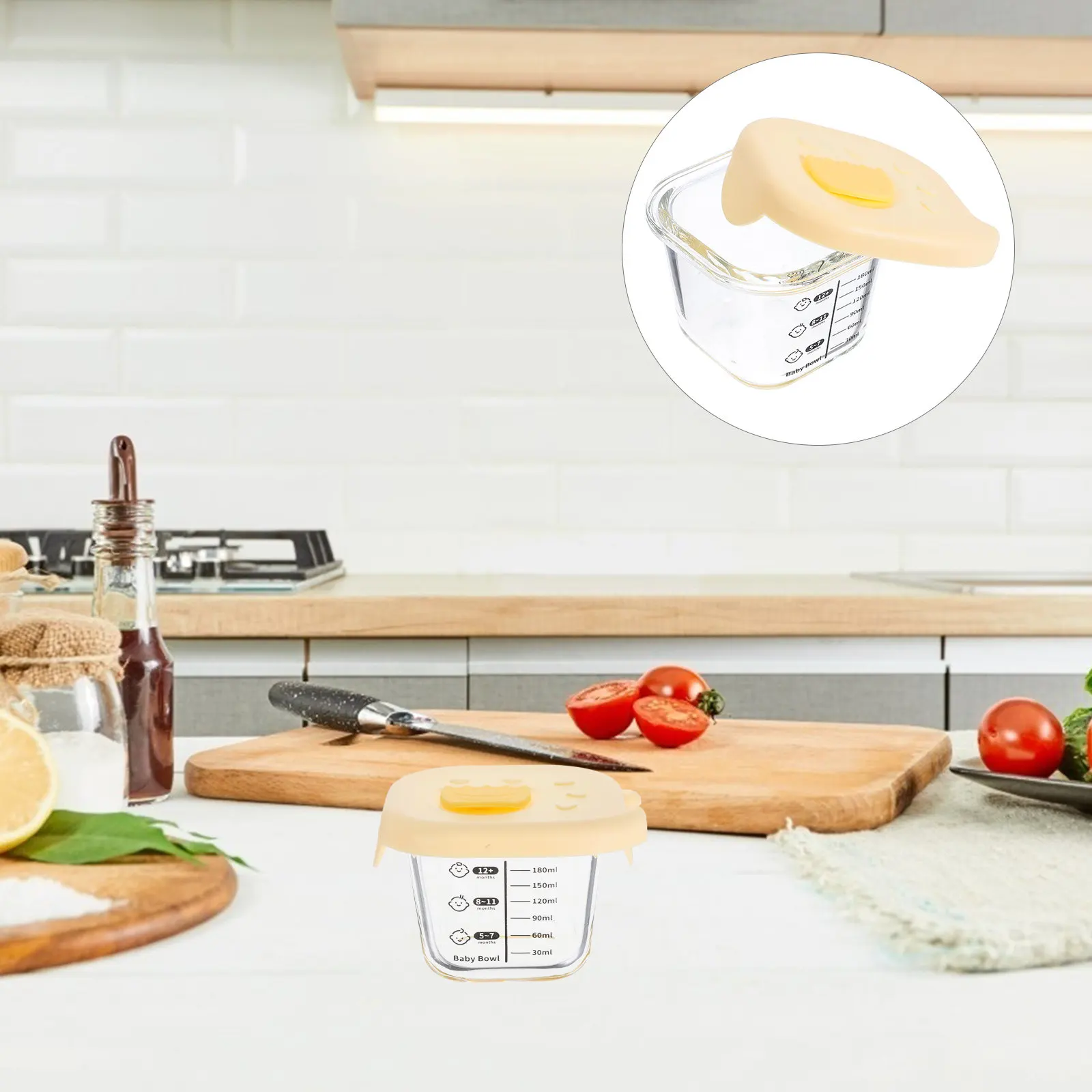 

2Pcs Baby Food Storage Glass Containers 230Ml Leakproof Airtight Bowls Safe for Microwave and Freezer Storage Container for Rice