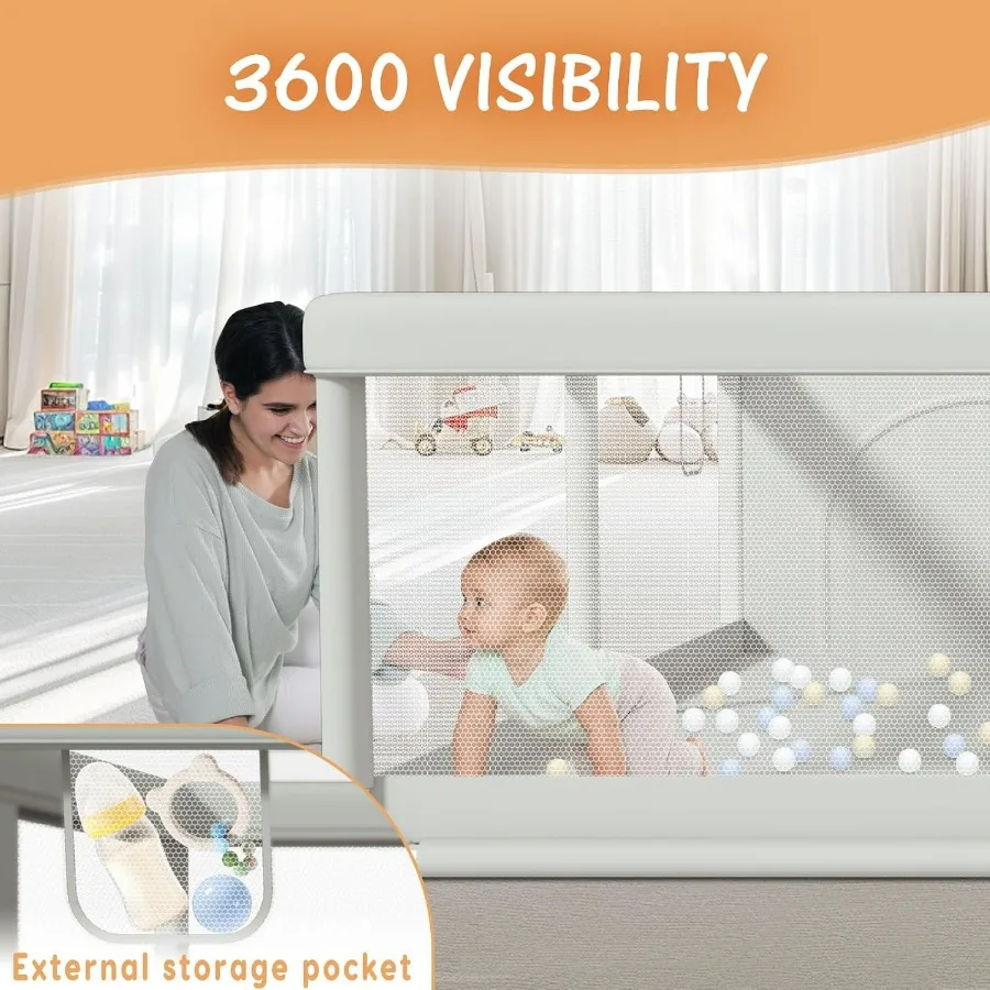 Box per bambini extra large da 79x79 pollici per uso interno ed esterno con cancelli con cerniera Pannelli in rete traspirante e base antiscivolo Ideale