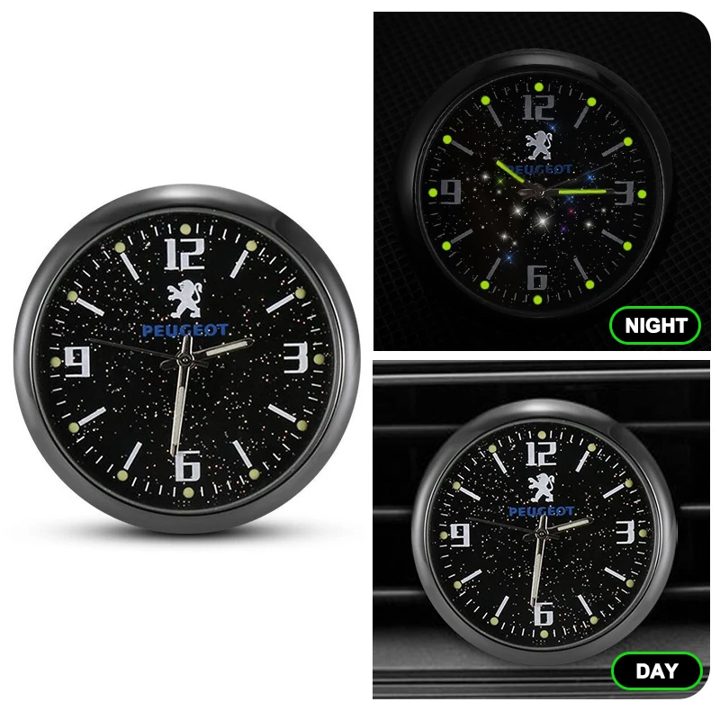 Mini reloj electrónico de cuarzo para Interior de coche, abrazadera de ventilación de aire para Peugeot 206 207 508 301 208 RCZ 408 5008 307 3008 2008 308 407 408