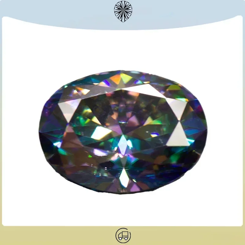 

Moissanite Stone Rainbow Green Color Oval Cut with GRA Certificate Diamond Lab Grown Gemstone Jewelry Making Materials