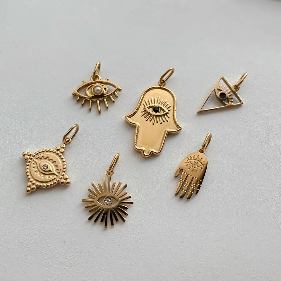 EMANCO Edelstahl Böses Auge Runder Kunstperlen-Anhänger Handgefertigte Halskette Armband DIY Schmuckherstellung Zubehör – Detail 10