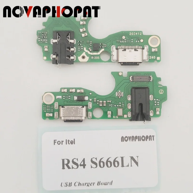 Novaphopat For Itel RS4 S666LN USB Dock Charger Port Plug Headphone Audio Jack Microphone MIC Flex Cable Charging Board With IC