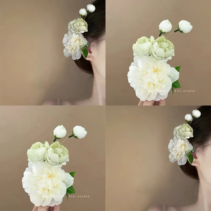 

Elegant Vintage Peony Hair Clip Chinese Style Floral Hairpin for Women Romantic Hair Accessories