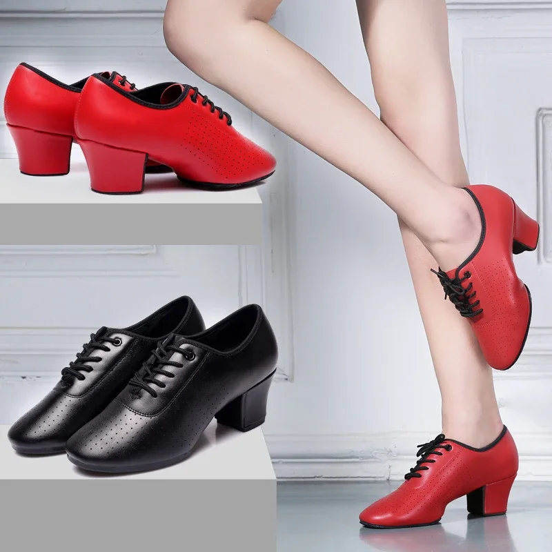 Zapatos de baile latino suaves para mujer, zapatos de baile modernos de talla grande con tacón de 5cm para niño, salón de baile, Tango, zapatos de baile negros para hombre, suela suave