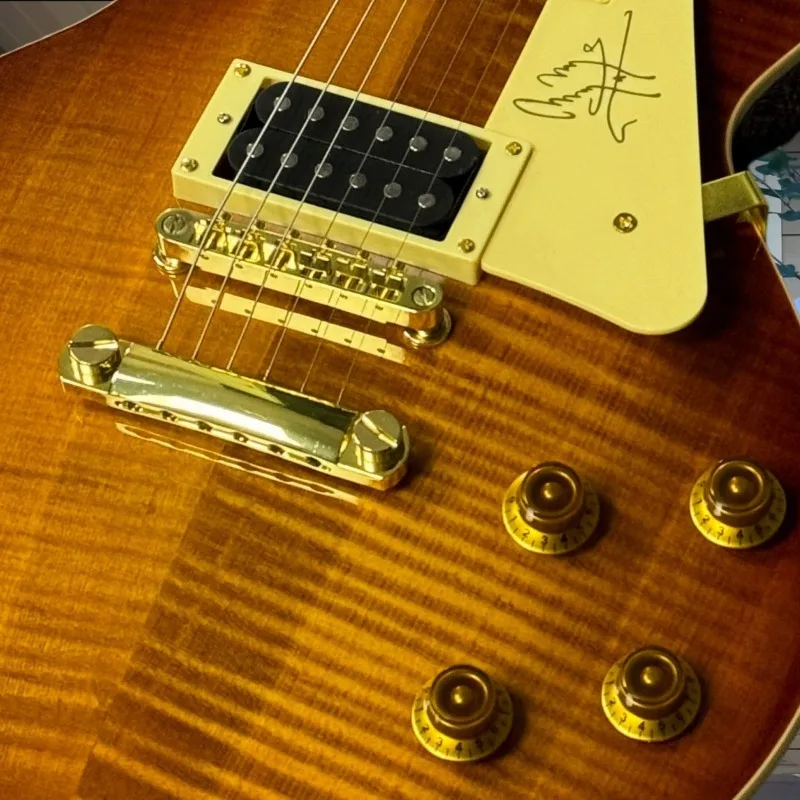 Sunburst Signature LPMP Electric Guitar HH Pickups TOM Bridge Horizontal Flamed Maple Gold Hardware Trapezoid Inlays Rock Blues