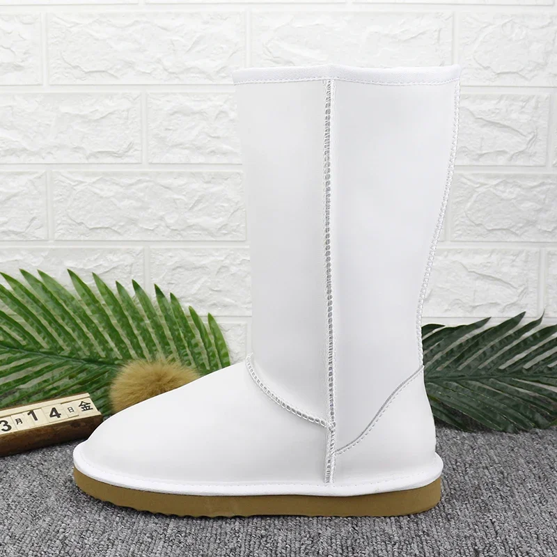 High Quality Waterproof Genuine Leather Snow Boots Women Fashion Thick Plush Warm Winter Boots Australian Classic Long Boots