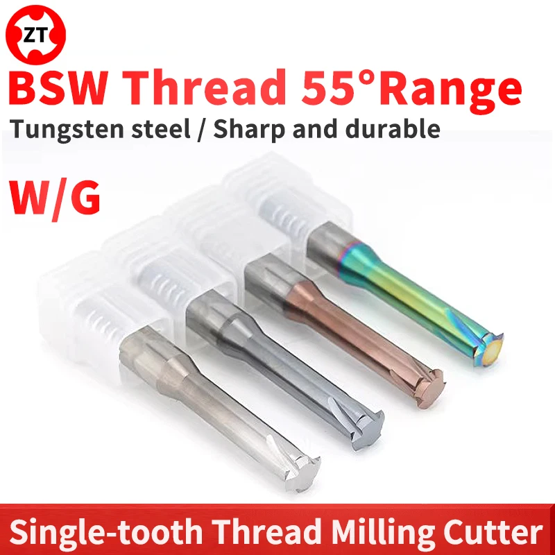 

ZUANTONG G/W 55 Degree Single Tooth Thread Milling Cutter CNC Machine Solid 1/16 1/8 3/16 1/4 5/16 3/8 7/16 1/2 5/8 3/4 1''--