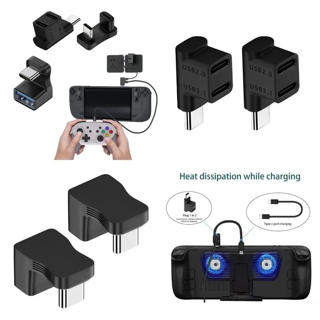 

652F 90/180 Degree U-shaped USB 3.1 Type C Male to Female Adapter 4K60HZ 10Gbps Fast Charging USB C Charging Converters