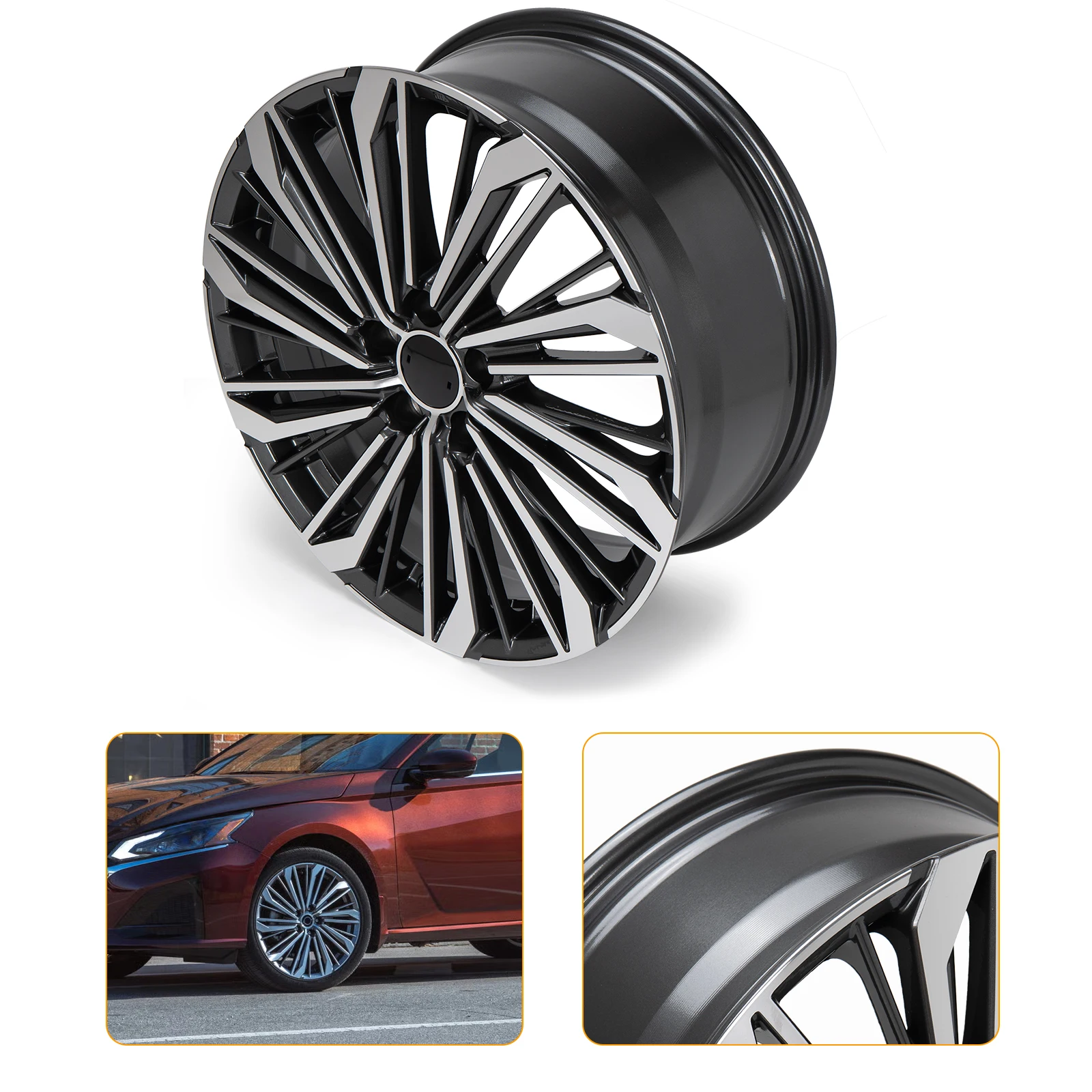 19 X 8 Inch Machined Alloy Rim OEM Replica Car Wheel 5x114.3 ET55 for Nissan Altima 2023-2024 Replacement Wheel