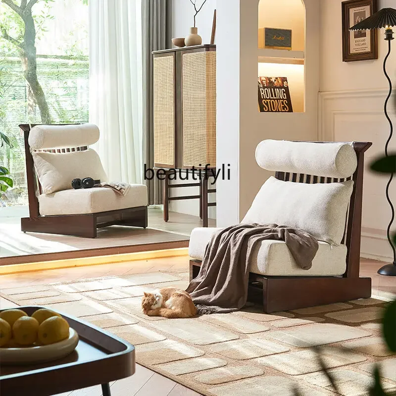 A15 Qiji ريترو واحد الصلبة الخشب أريكة الترفيه كرسي غرفة المعيشة المنزلي مصمم كسول بسيط الحديثة شقة صغيرة #2