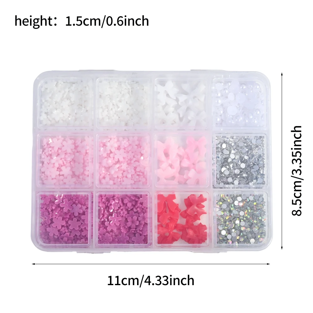 12 شبكة الراتنج خمسة بتلات زهرة القوس مسمار الراين الأحمر الوردي الأبيض زهر اللؤلؤ مسمار سحر سعة كبيرة المبتدئين مسمار الوصول