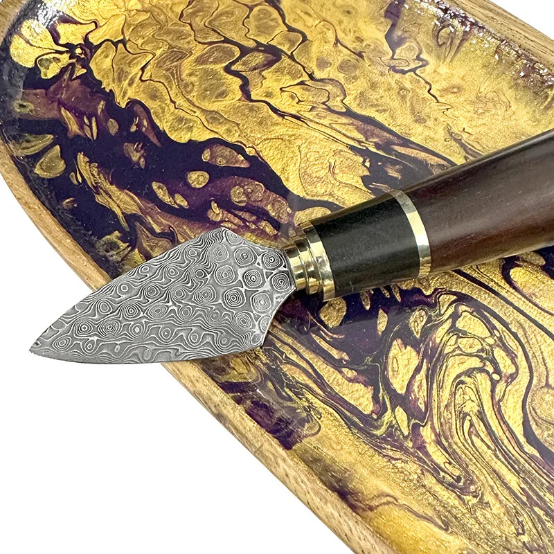 Swayboo Fixed Blade Damascus Steel Red Sandalwood Tea Knife  Cone Tea Needle White Tea Hand-opened Gift Case