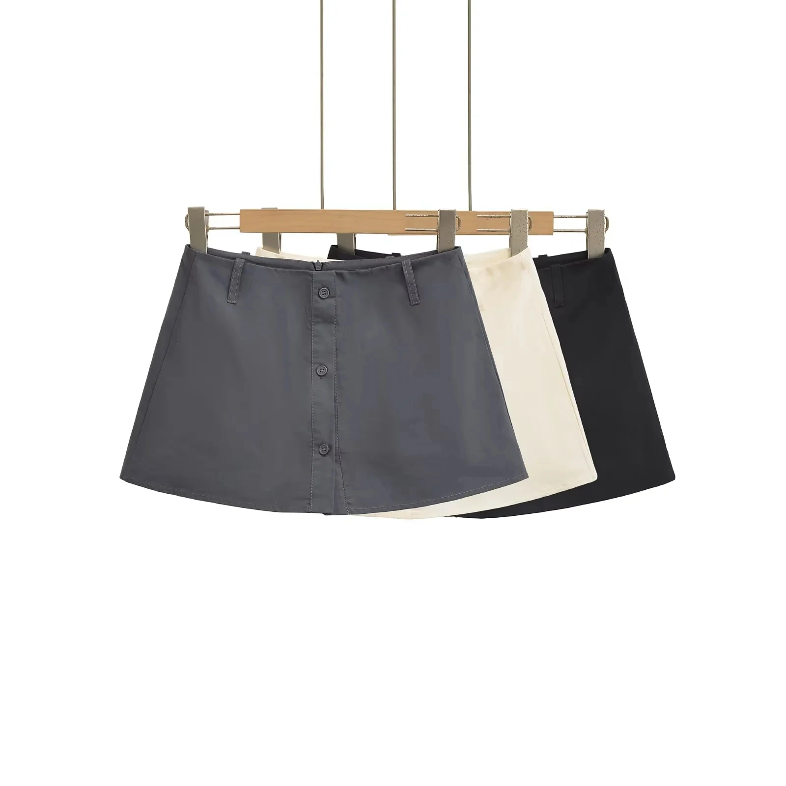 American Sle Sexy f Skirt Anti-Light Walking Low Waist ey e Women's Summer Slimming ort Skirt Casual Button Design