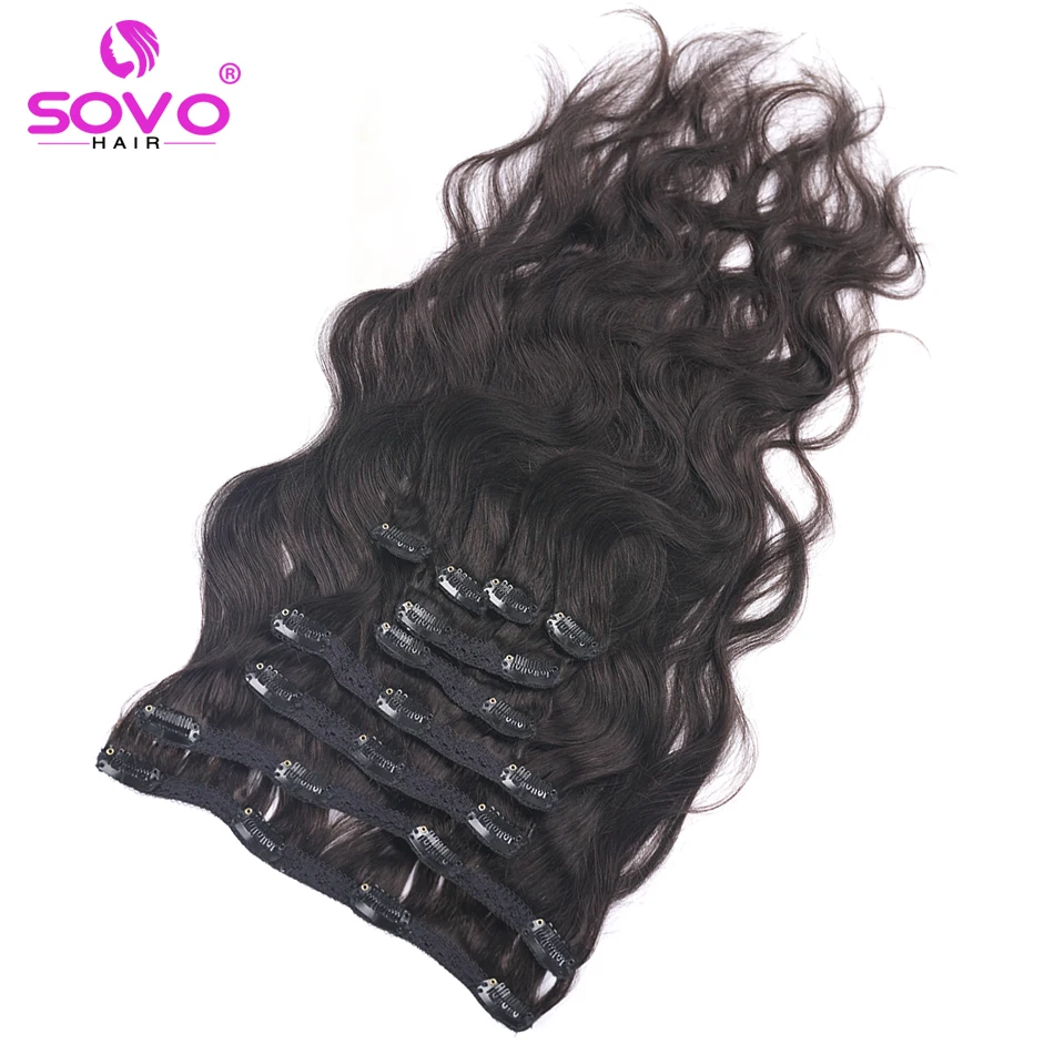 Chocolate Brown Body Wave Clip in Human Hair Extensions Peruvian Wavy Clip in HairPieces 120g 140G Full Remy Hair Clip-In On