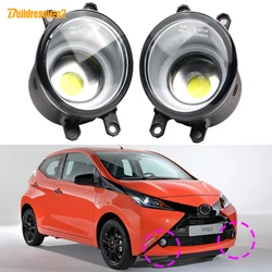 2 Pieces Car Angel Eye LED COB Fog Light Daylight DRL 30W H11 For Toyota Aygo 2014 2015 2016 2017 2018 2019 2020 2021 2022