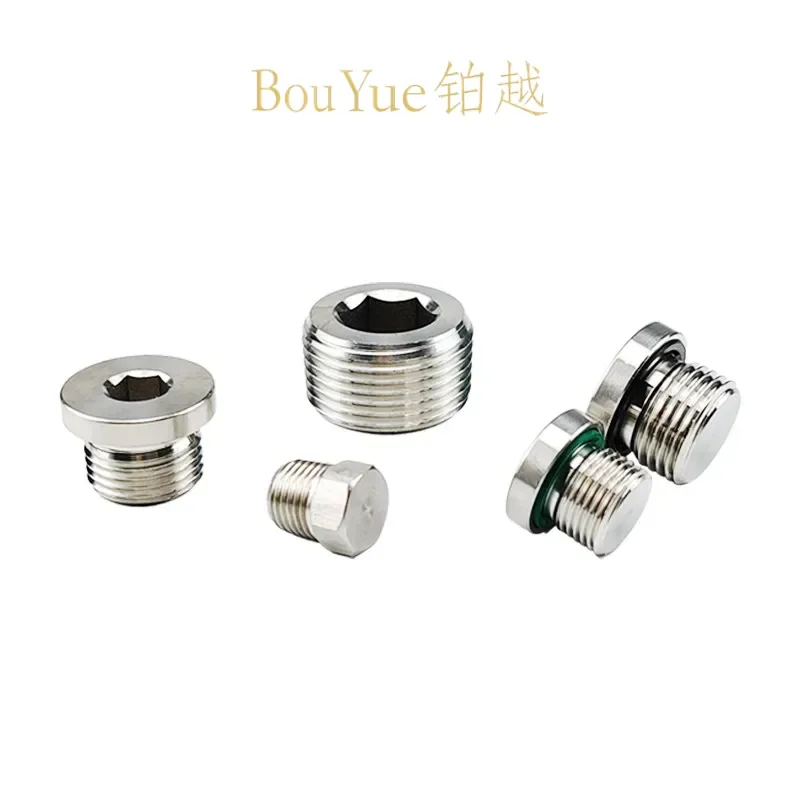 for 304 Stainless Steel Inner Hex Outer Hex Wire Plug Flange with Sealing Ring ED Ring Fluororubber 1/2 1/4 Inch