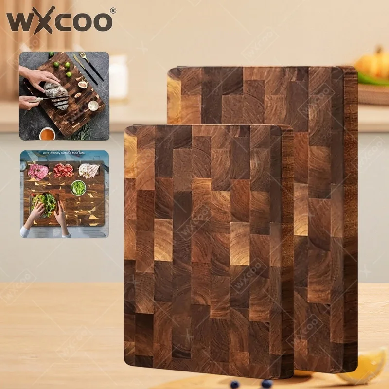 WXCOO Thicken Kitchen Cutting Board Checkerboard Acacia Wood Splicing Solid Wood Chopping Board Kitchen Accessories