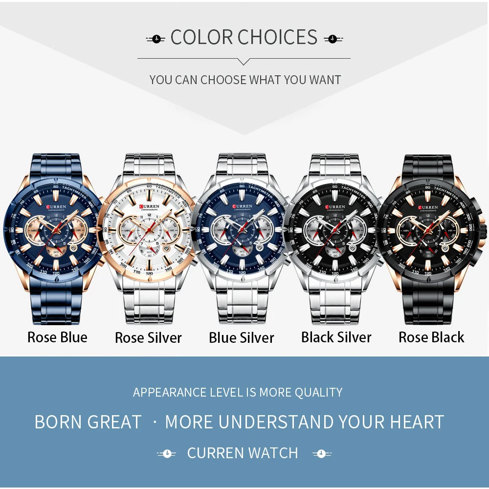 Curren 8363 Men Watch Business Stainless Steel Quartz Casual Fashion Wristwatch 6-Hand Luxury Relogio Masculino