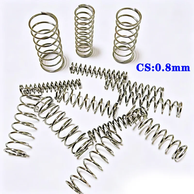 1/5/10Pcs CS 0.8mm 304 Stainless Steel Compression Spring Shock Absorber Return Spring Outer Diameter 6mm-14mm Length 10-305mm