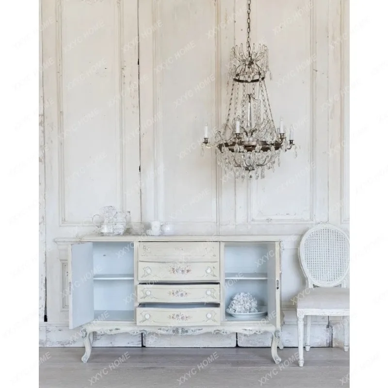 

ML Solid wood furniture painted sideboard carved painted sideboard neoclassical old cabinet
