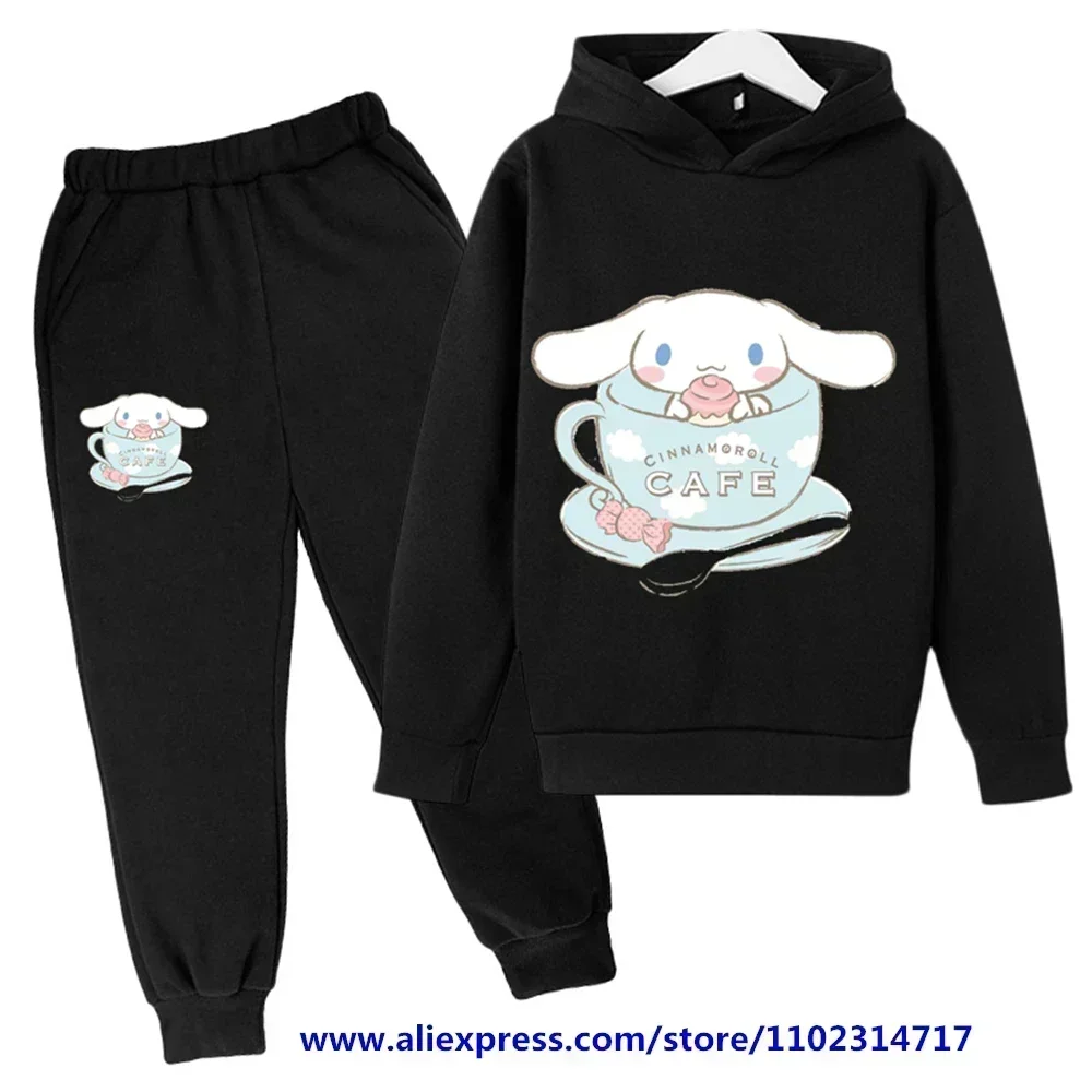 

Cute Sanrio Autumn Kids Sports Suit Kawaii Cinnamoroll Sweater Anime Kuromi My Melody Children Hoodie Sweatpants Set Girl Gift