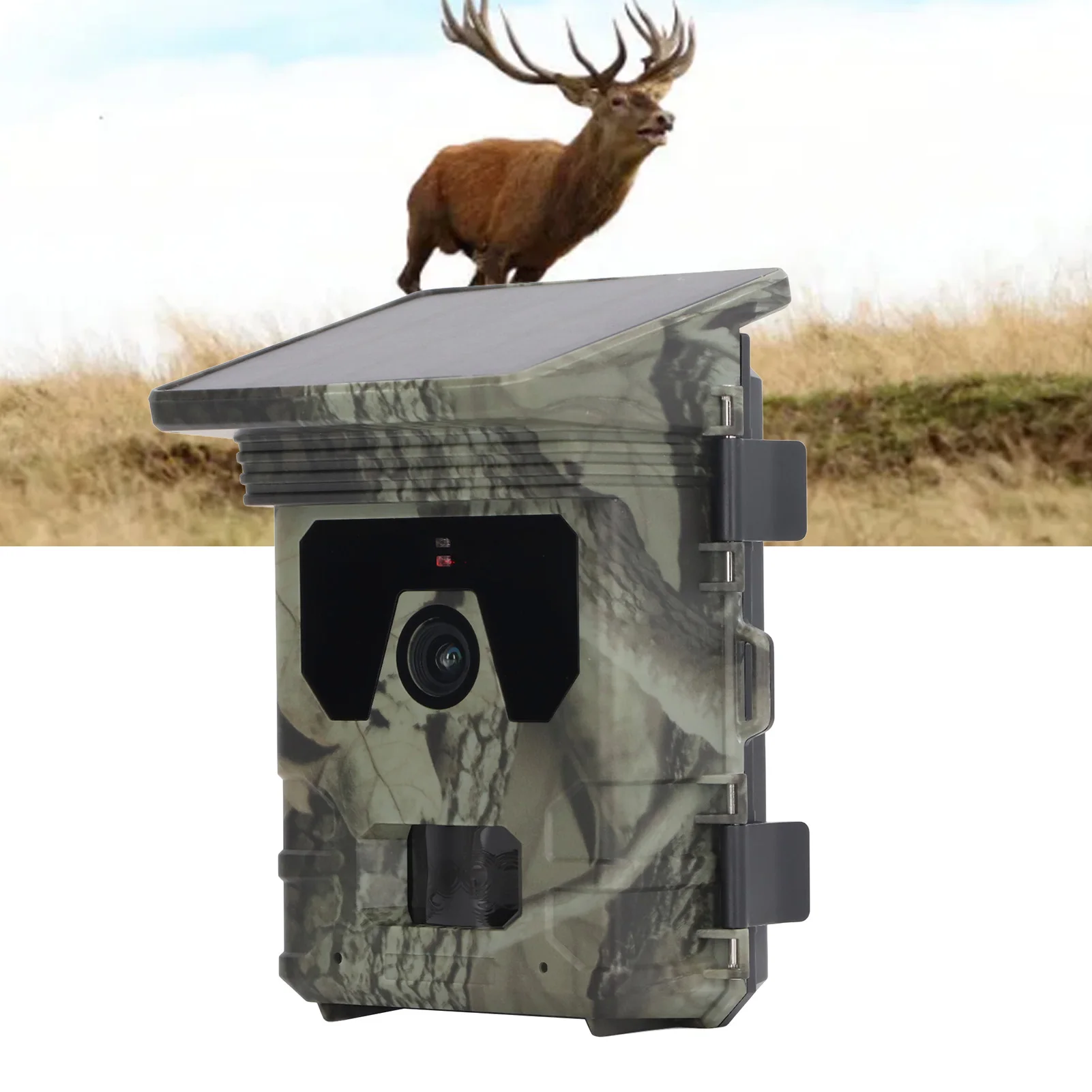 Night Vision Trail Camera Motion Activated Compact 4K 50 MP Solar Trail Camera IP65 Waterproof Wide Angle Record for Hunting