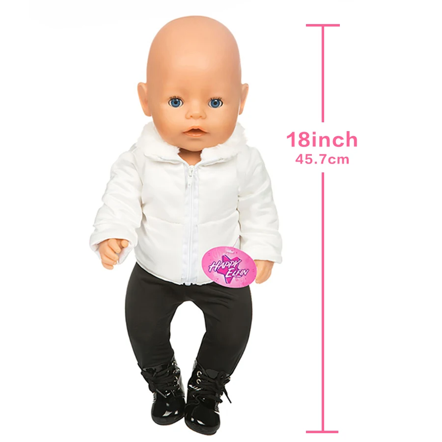 18 "ชุดตุ๊กตาสาวอเมริกัน,เสื้อแจ็คเก็ตสีขาวและกางเกงสีดํา,Play House ชุดตุ๊กตาเสื้อผ้าตุ๊กตา,เสื้อผ้าตุ๊กตาตุ๊กตา