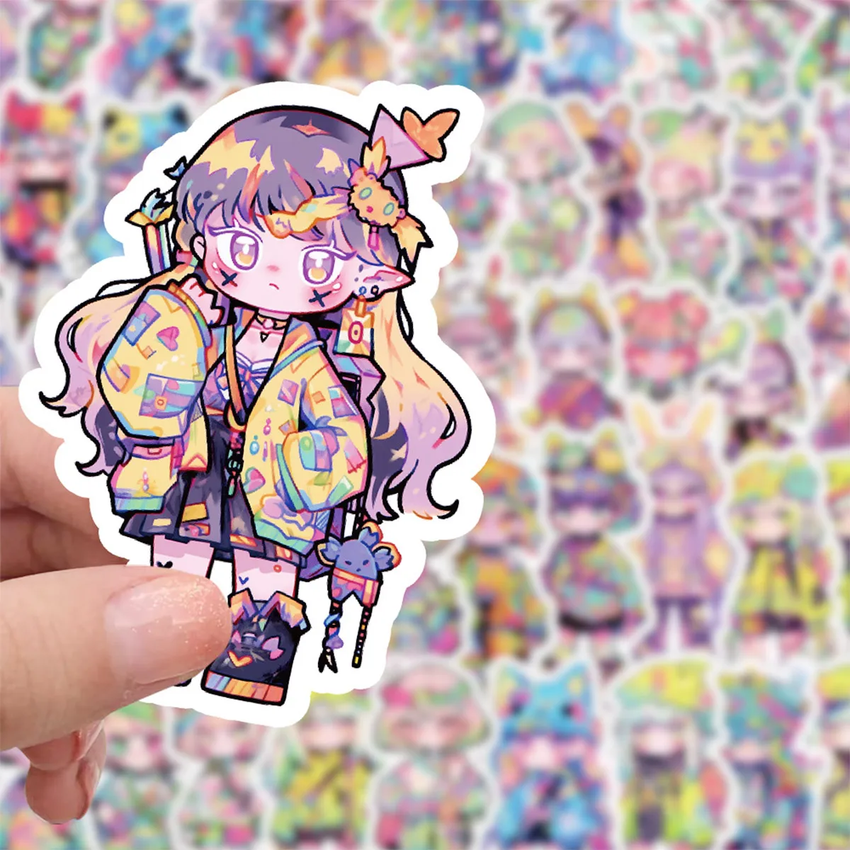 60Pcs Colorful Cute Anime Girl Stickers —— Trendy Cartoon Character Decals Suitable for Notebooks/Diaries