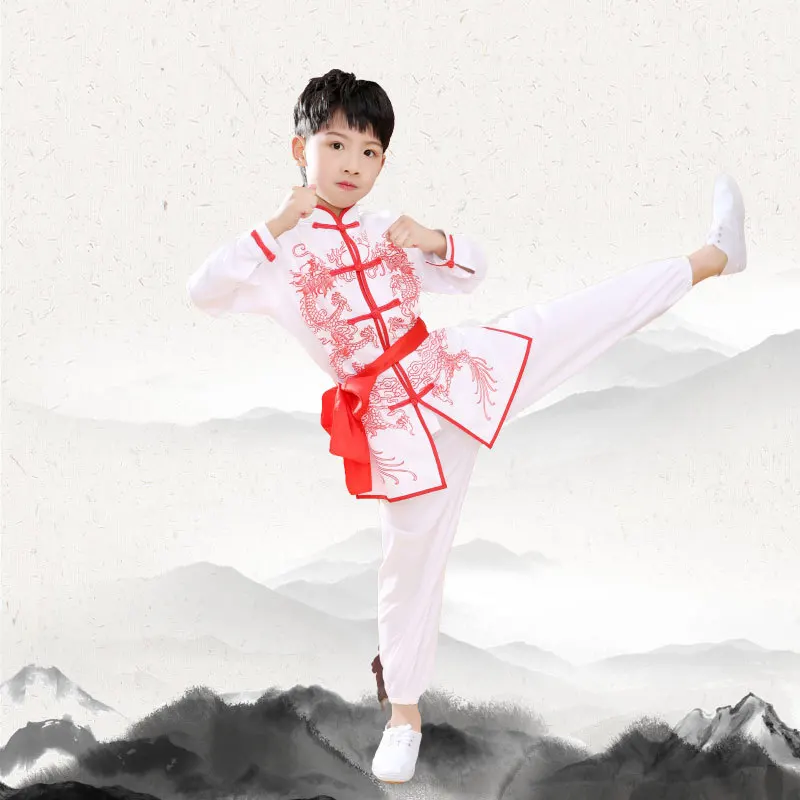 เด็กแขนยาวโดบก วูซูชุดกิโมโนยูโดเสื้อผ้าจีนกังฟูเครื่องแต่งกายชุดไทชิชิวต่อชุด