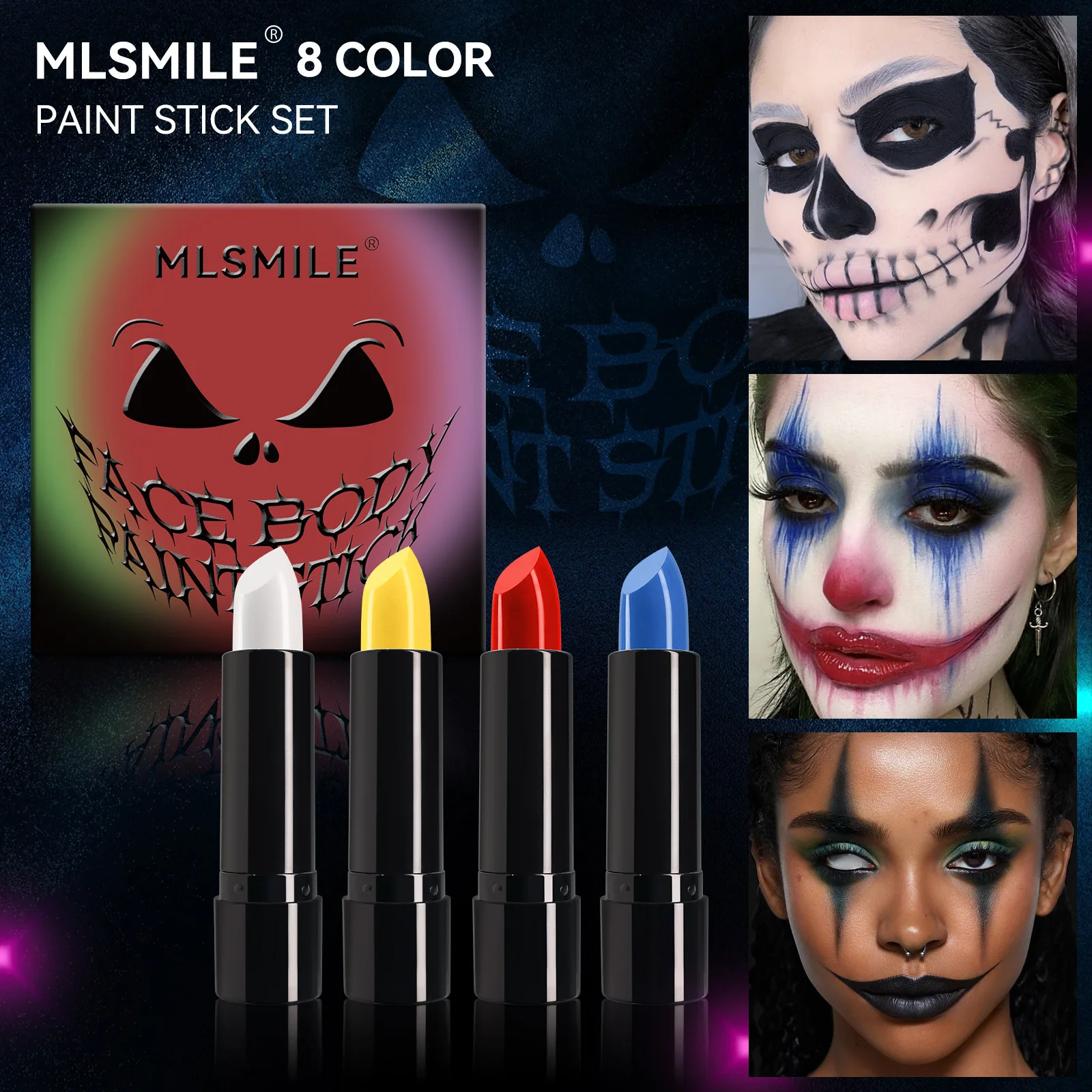 MLSMILE8 kleur Halloween lippenstift zwart en wit rood gemakkelijk te kleuren schminken pak vampier make-up