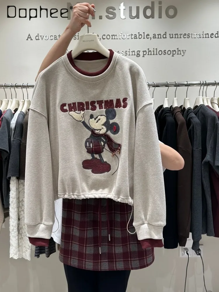 Ensemble de mode pull pull femmes automne hiver Unique artisanat lourd dessin animé broderie haut à manches longues