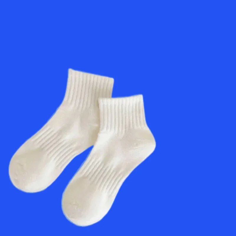 

5 Pairs Cream Socks Cotton Short-barrel Solid Color Anti-odor Sweat-Absorbent Macaron Japanese 2024 New Short Women's New Socks