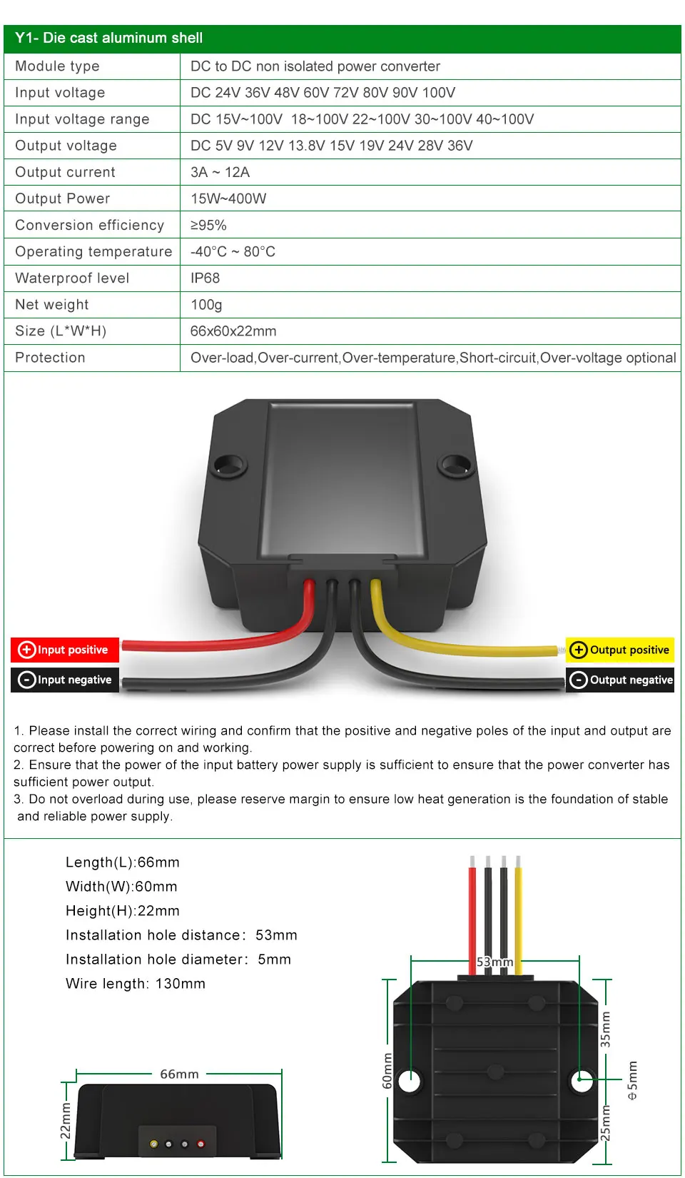 Auto-Stromwandler 24V 36V 60V 72V 90V 80V 48V zu 12V 5V 9V 12V 113,8V 15V 19V 36V 24V Spannungsregler – Detail 2