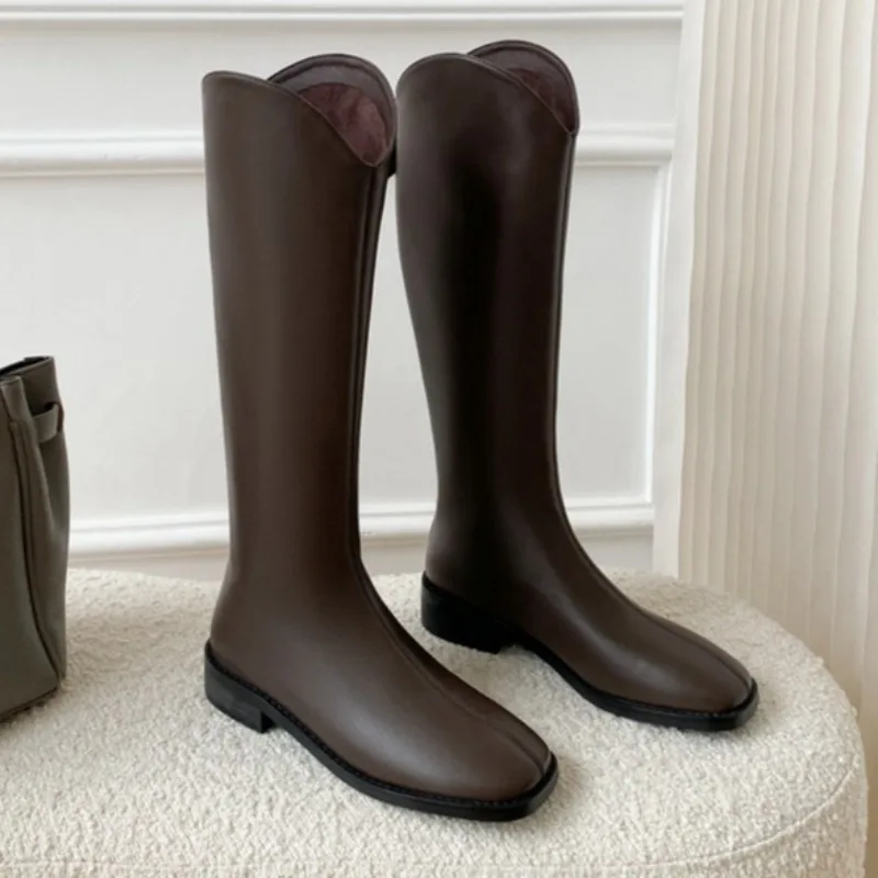 

Heeled Chunky Women Long Boots Fad Leather Winter New Shoes 2025 Designer Winter Knee Shoes Classical Dress Party Pumps Zapatos