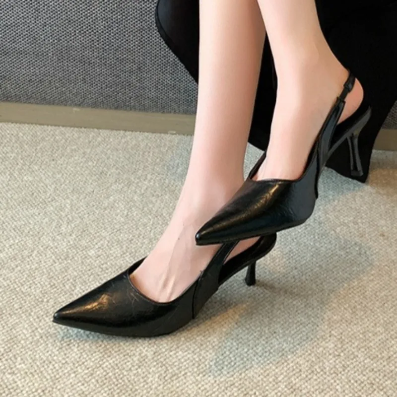 2025 sommer Französisch Spitzen Stiletto High Heel Geschlossenen Kopf Sandalen frauen Neue Temperament One-line Strap Einzelnen Schuhe plus Größe